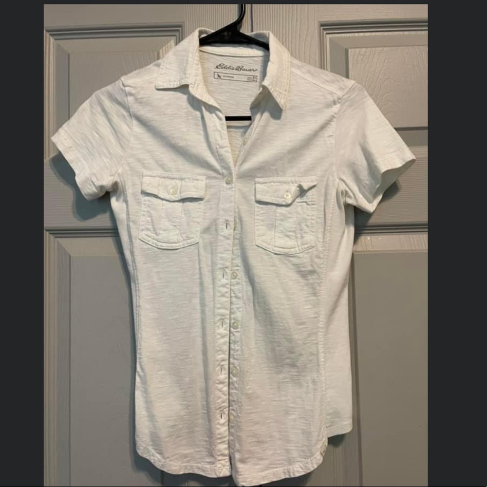 xsmall white eddie bauer button up